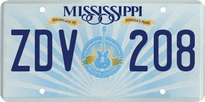 MS license plate ZDV208