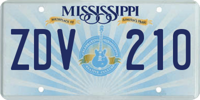 MS license plate ZDV210