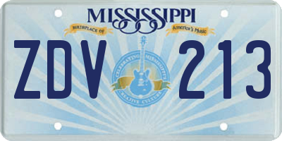 MS license plate ZDV213