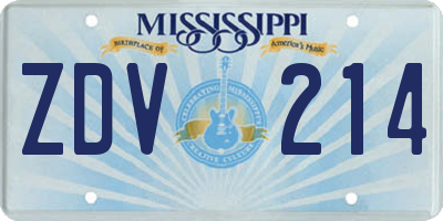 MS license plate ZDV214