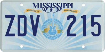 MS license plate ZDV215