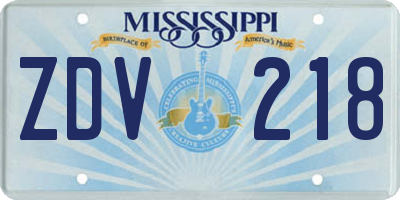 MS license plate ZDV218