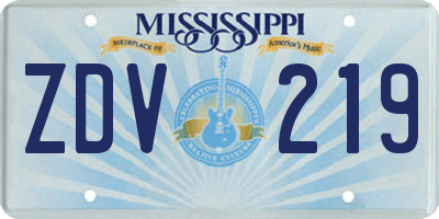 MS license plate ZDV219