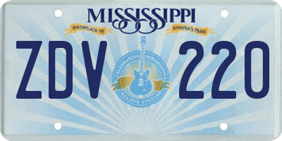 MS license plate ZDV220