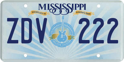 MS license plate ZDV222