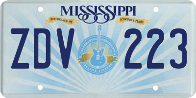 MS license plate ZDV223