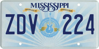MS license plate ZDV224