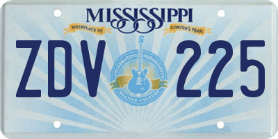 MS license plate ZDV225