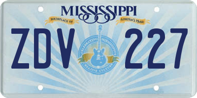 MS license plate ZDV227