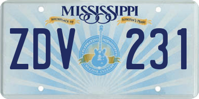 MS license plate ZDV231