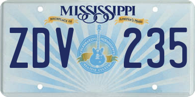 MS license plate ZDV235