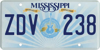 MS license plate ZDV238