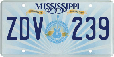 MS license plate ZDV239