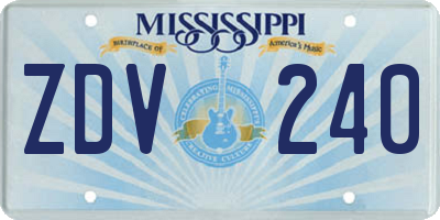 MS license plate ZDV240