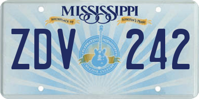 MS license plate ZDV242