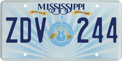 MS license plate ZDV244