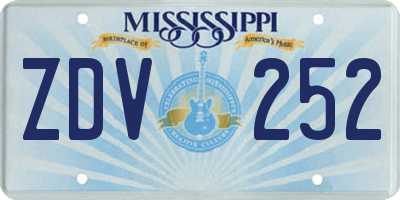 MS license plate ZDV252