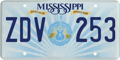 MS license plate ZDV253