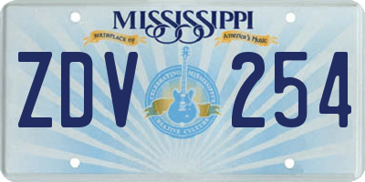 MS license plate ZDV254