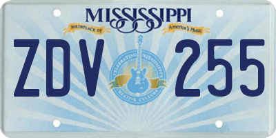 MS license plate ZDV255
