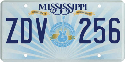 MS license plate ZDV256