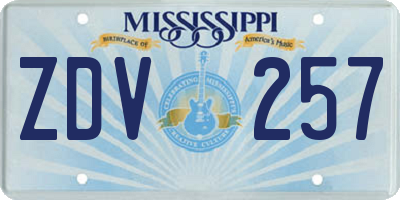 MS license plate ZDV257