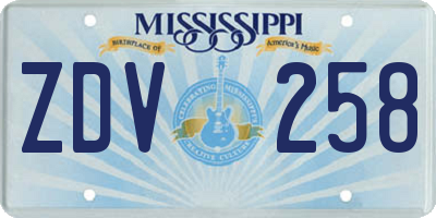 MS license plate ZDV258