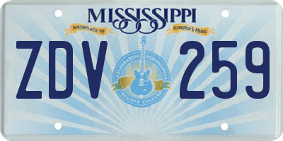MS license plate ZDV259