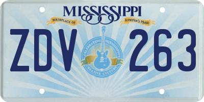 MS license plate ZDV263