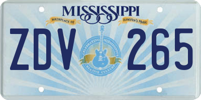 MS license plate ZDV265