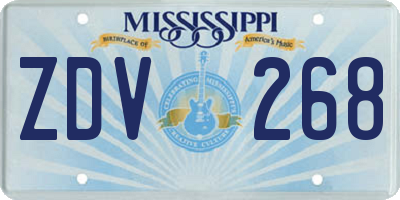 MS license plate ZDV268