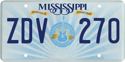 MS license plate ZDV270