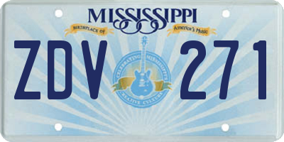MS license plate ZDV271