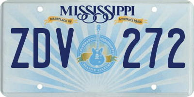 MS license plate ZDV272