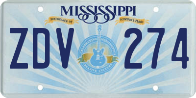 MS license plate ZDV274