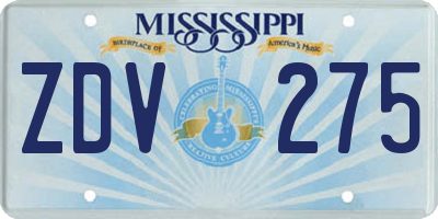 MS license plate ZDV275