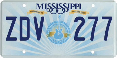 MS license plate ZDV277