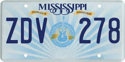 MS license plate ZDV278