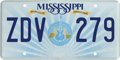 MS license plate ZDV279