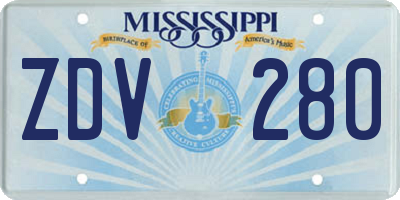 MS license plate ZDV280