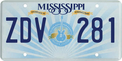 MS license plate ZDV281