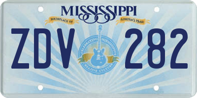MS license plate ZDV282