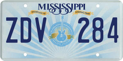 MS license plate ZDV284