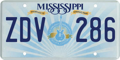 MS license plate ZDV286