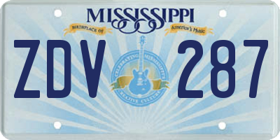 MS license plate ZDV287