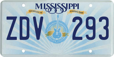 MS license plate ZDV293