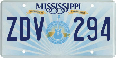 MS license plate ZDV294