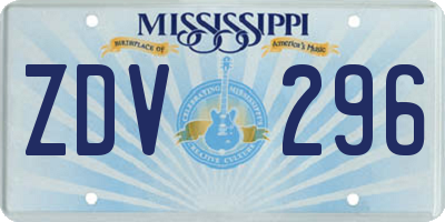MS license plate ZDV296