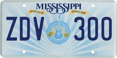 MS license plate ZDV300