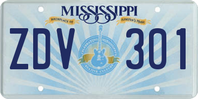 MS license plate ZDV301